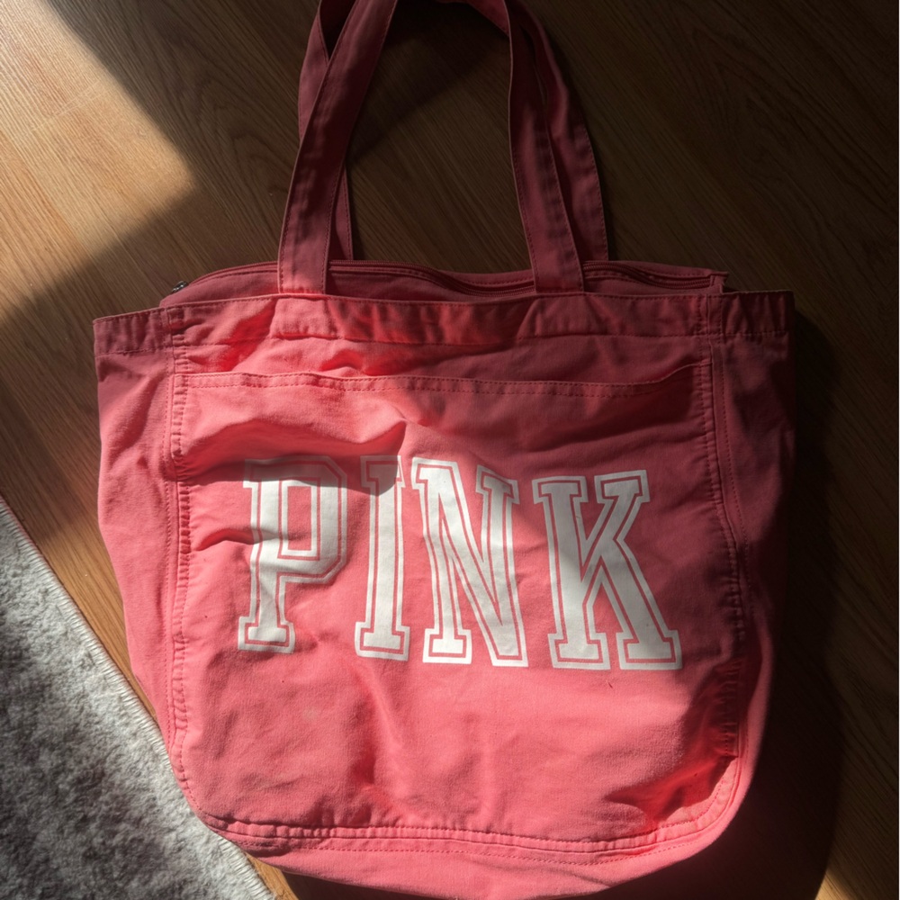 Victoria's Secret PINK canvas tote bag in coral pink